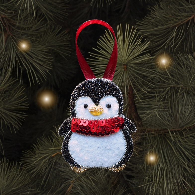 Christmas Penguin Embroidery Kit for Beginners